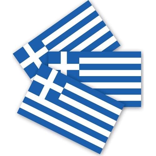 Greece Flag Bumper Stickers 3 Packs Made of Durable Waterproof Material, Motorcycle Helmet Trunk Stickers, Auto Decoration