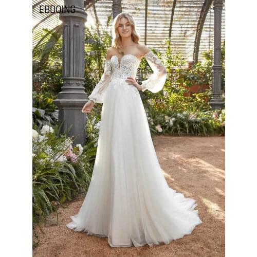 Newest Wedding Dress For Bride A-line Lace Deep Sweetheat Neckline Vestidos De Novia Custom Made Plus Size Bride Gown