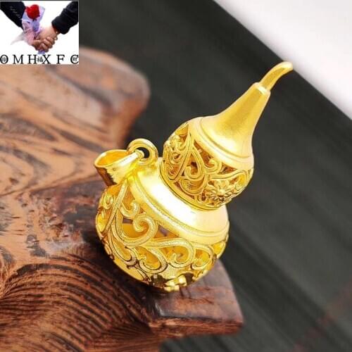OMHXFC Jewelry Wholesale YM2506 European Fashion Woman Girl Party Birthday Wedding Gift Hollow Calabash 24KT Gold Pendant Charm