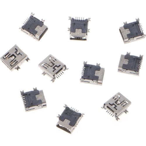 OOTDTY 10 Pcs MINI USB Type B 5 Pin Female Socket Connector For Mobile Phone Charging