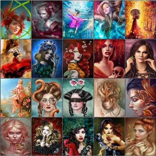 Full square embroidery Cross stitch dirll drawing 5d diamond painting kit set Woman flower beautiful color bunny complet mosaic