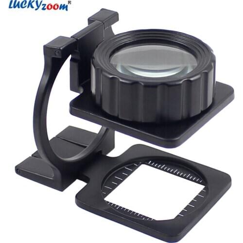 LUCKY ZOOM Handheld Magnifier Lamp 16X Dual Lens Foldable Magnifying Glasses Read Repair Jewelry Loupe Standing Magnifier Loupe