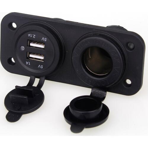SOONHUA Dustproof Vehicle Charger LED Reminder Indicator 2-USB Car Charger Cigarette Lighter Bracket Waterproof Chargers