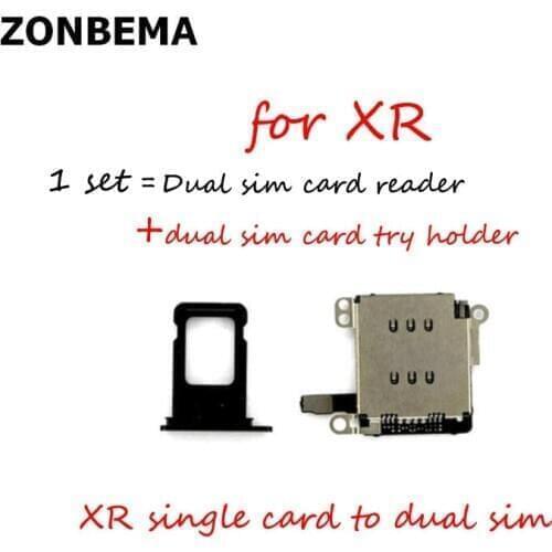 ZONBEMA 10set Replacement Original For iPhone 11 XR Dual SIM Card Reader Flex Cable +SIM Card tray Holder Slot Adapter