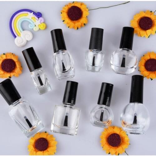 10Pieces set 4/5/6/8/15ml Nail polish glass bottle, empty bottle, manicure supplies with lid, brush,transparent bottle,wholesale