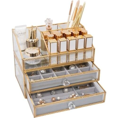 Glass jewelry storage box earrings earrings earrings necklace jewelry drawer finishing box