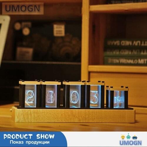 Time Tube Glow Tube Quasiglow Tube Clock LED Digital Solid Wood Chinese Night Light Bar Atmosphere Light Brightness Adjustable