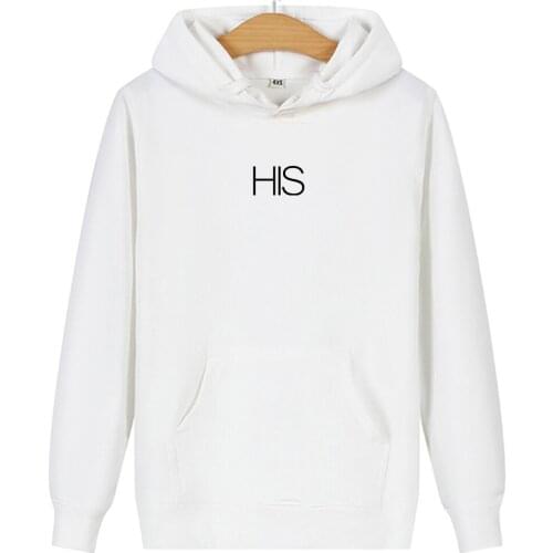 HERS HIS Letter Print Couple Hoodies Valentines Day Couples Lovers Matching Sweatshirt Casual Long Sleeve Funny Creative Hoodies