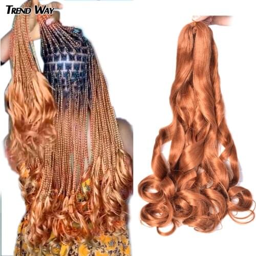 TrendWay Spral Curl Synthetic Hair Ombre Pre Stretched Crochet Braiding Hair 24inch Extensions For Women French Curls Blonde New