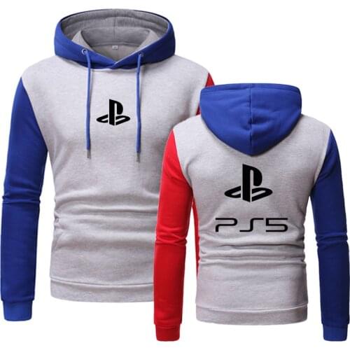 Spring Autumn PlayStation Printing Comfortable Men Hedging Movement Printing SplicingTops Popular Hooded Hoodies