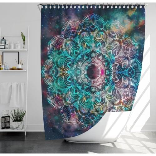 Bohemian Geometric Pattern Shower Curtain 3D Printing Waterproof Polyester Fabric Bathroom with 12 Hooks 79 Inches 200* 180cm