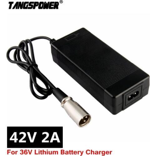 36V Charger 42V 2A electric bike lithium battery charger for 36V lithium battery pack with 3-Pin XLR Socket/connector
