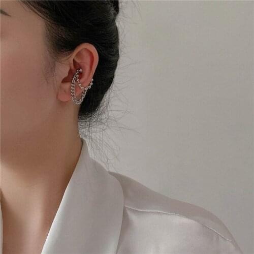 Newest Stacking Chain Earrings Female Exaggerated Dark Harajuku Style Punk Clip Earring Versatile Temperament Party Jewelry Gift