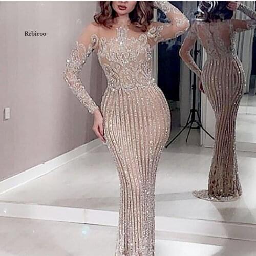 Womens Mermaid Dress High Waist Formal O-Neck Long Dress Summer Floor Length Sexy Long-Sleeved Fashion Women Dress