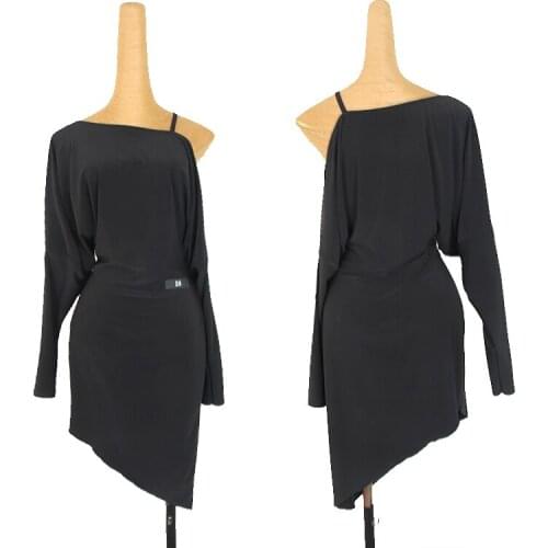 New Latin Dance Clothes Women Practice Dress Hollow Backless Black Performance Dance Wear Irregular Dress Samba Salsa DNV14302