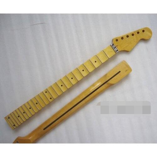 1 PCS electric guitar 24 grooves handle harp head neck Lemon yellow light maple fingerboard