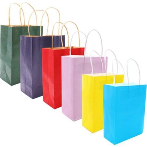10PCS/lot Multifunction soft color paper bag with handles 21x15x8cm Festival gift bag High Quality shopping bags kraft paper