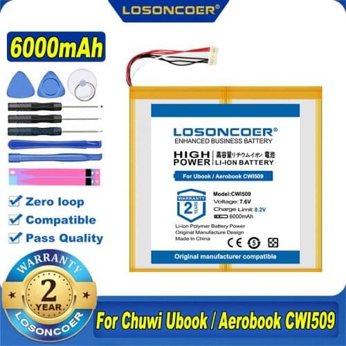 100% Original LOSONCOER NEW 6000mAh Battery For Chuwi Ubook / Chuwi Aerobook CWI509 HW-31130148 H-31130148P Tablet PC 7-wire