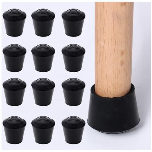 12 Table Chair Leg Tip Caps Furniture Steel Tube Covers Non Slip Rubber Feet Cups Anti Vibration Furniture Plugs Floor Protector