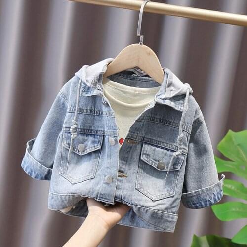 18M-8 Years Denim Jackets for Girls New Spring Children Hoodies Tops Long Sleeve Baby Girl Jean Coat Autumn Infant Clothes 2021