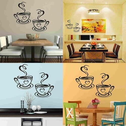 31x 19cm DIY Coffee Cups Cafe Tea Wall Stickers Art Vinyl Decal Kitchen Restaurant Pub Decor