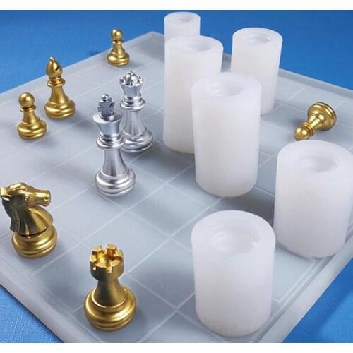 3D International Chess Silicone Mold Handmade Silicone Mould Chess Checkerboard Casting Mold for DIY UV Clay Epoxy Resin Molds