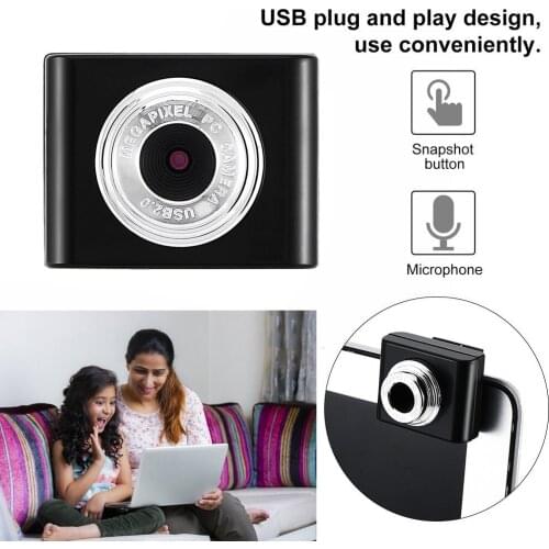 8 Million Pixels Mini Webcam Web Computer Camera with Microphone for Desktop Laptop USB Plug and Play for Video Calling
