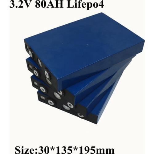 3.2v 80ah Lifepo4 Battery High Capacity Cell 3.2v 80Ah for Diy Battery Pack Solar Panel Battery Electric Vehicle Inverter