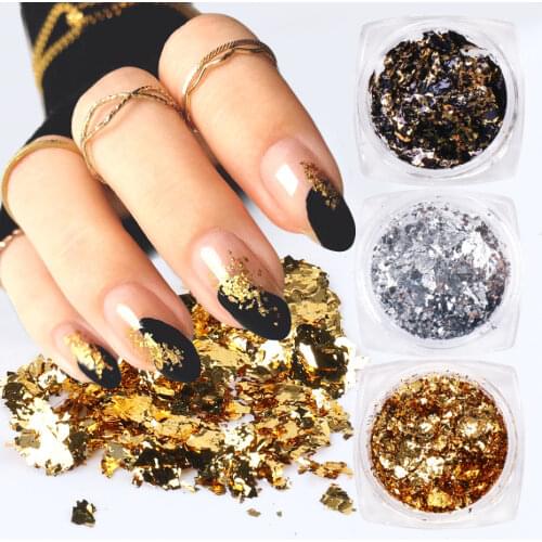 1 Box Nail Glitter Aluminum Foils 3D Flake Sticker UV Gel Polish Foil Paper Thin Sequins DIY Manicure Nail Decor Tools LA1858-1