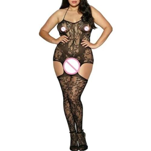 Black Nightgown Womens Jacquard Pajamas Lady Bodysuit Fishnet Bodystockings Sexy Lingerie Teddy Hot Club Party Uniform Costumes