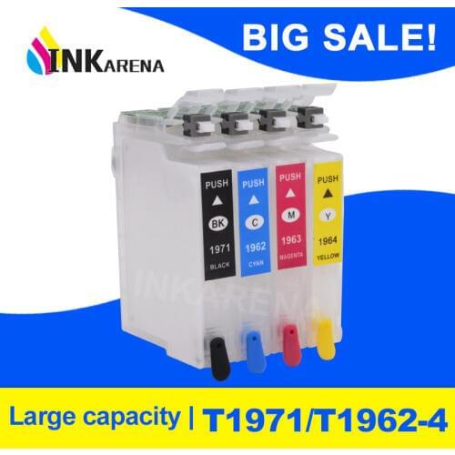 INKARENA Refill Printer Ink Cartridge For Epson T1961 T1951 T1971 XL EXPRESSION XP 101 201 211 401 204 104 214 411 WF-2532 Chip