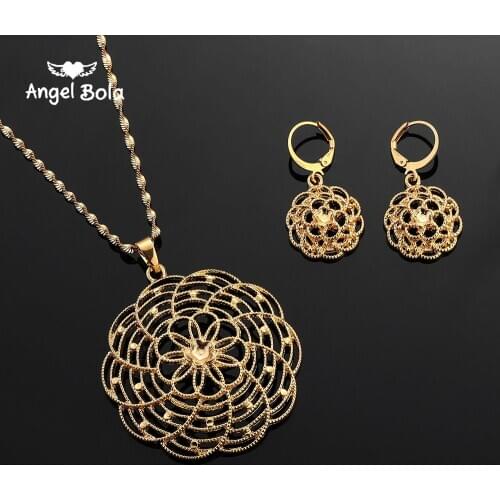 Flower Coin Muslim Jewelry Sets Islam Necklace Earrings Set for Women Gold Color Coins Arab Party Middle East Jewelry Money Gift