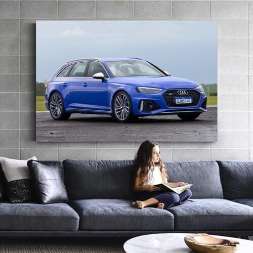 Decorative Print Canvas Paintings RS 4 Avant Hatchback Blue Cars Wall Art Posters For Home Decor