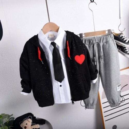 Kids Fashion Toddler Tracksuits Spring Autumn Children Cotton Clothes Baby Boys Girls Zippered Hoodie Shirt and Pants 3Pcs/Sets