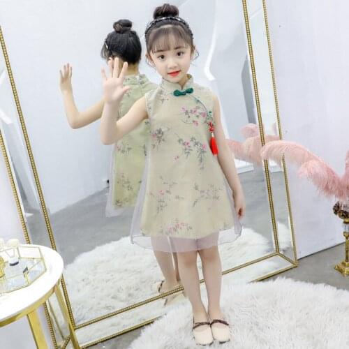 Kids Dress Girl Lace Flower Embroidery Princess Dress For Girls Sleeveless Girls Party Dress Summer Cute Teenage Girls Clothes