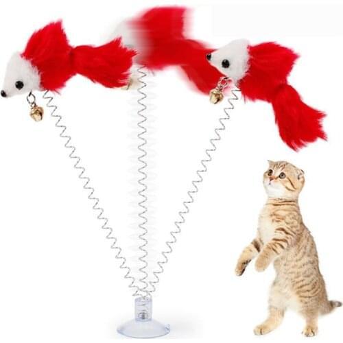 Pet Cat Toys Elastic Feather False Mouse Toys Cat Kitten Interactive Cat Scratcher Teaser Pet Products for Cat Pet Toys