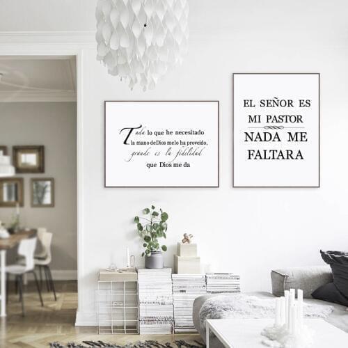 Spanish Christian Quotes Art Painting Wall Pictures , Espanol Religion Saying Lienzo de pintura Posters and Prints Home Decor