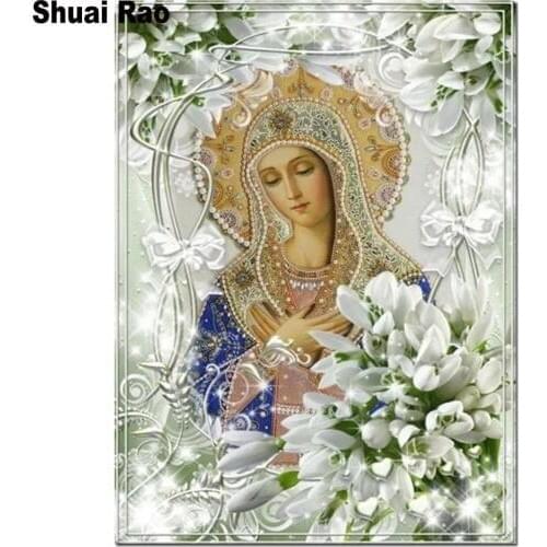 Full square round drill diy 5d diamond painting virgin lily diamond mosaic cross stitch diamond embroidery Religious icon,gift
