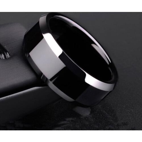 New Design 8mm Width Black Titanium Stainless Ring For Women Men High Quality Couple Ring Wedding Jewelry