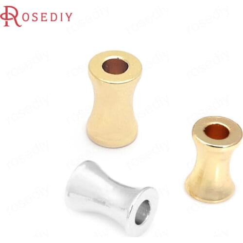 37675)20PCS 5x8MM 24K Gold Color Brass Cylinder Shape Bracelets Spacer Beads Jewelry Making Supplies Diy Findings Accessories