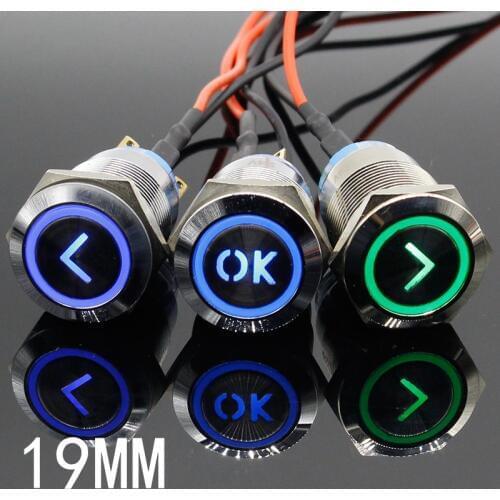 19mm high quality Metal Power L type brass Push Button Switch flat round illumination Momentary/Locking 1NO 1NC