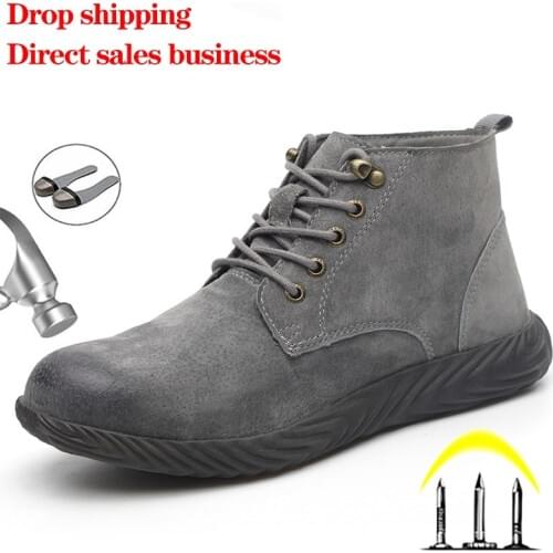 Work Shoes Men Non-Slip Welding Outdoor Indestructible Shoes Anti-puncture Safety Shoes Men Steel Head Anti-smash Steel ToeShoes