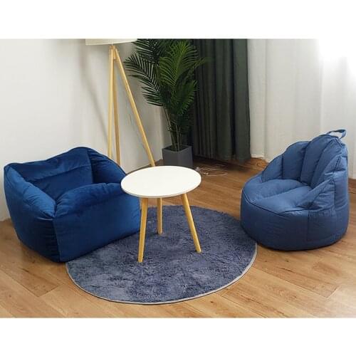 Soft Bean Bag Chair with Detachable Slipcover, Dark Blue Solid Color Cactus Shaped Backrest Sofa Cactus linen cover