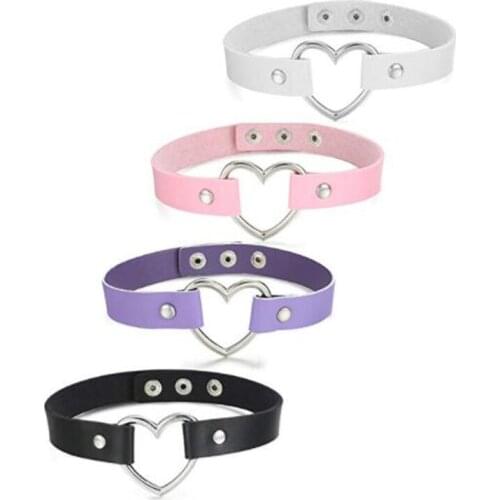 1-4 Pcs Sexy Leather Necklace Choker Necklace Erotic Accessories Heart Adjustable for Womens Men sexual toy adult bdsm toys