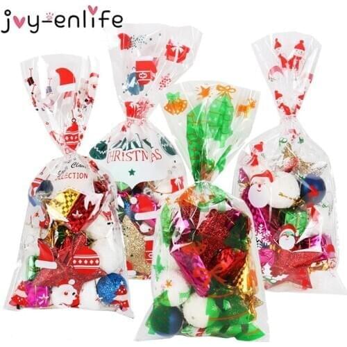 50pcs/lot Merry Christmas Baking Packaging Bags Cartoon Christmas Santa Claus Snowman Snack Candy Bag Cookies Candy Storage Bag