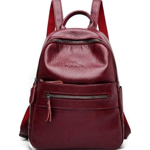 2021 Fashion Backbag Female Large Capacity School Bag Feminina High Quality Leather Womans Backpack New