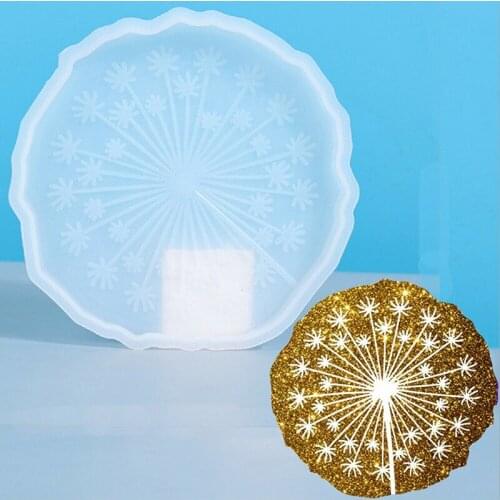 Silicone Dandelion Coaster Mold Transprant Dandelion Drinking Mat Tray Resin Epoxy Mould DIY Craft Coaster Tray Table Decoration