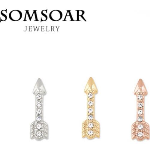 Somsoar Deluxe Full Crystal Arrow DIY Charms fit Metal Bracelets Woven & Silicone and Pendant 10pcs/lot