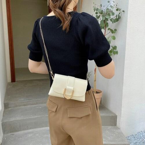Summer Fashion Chain Strap Crossbody Bag For Women Solid Color Small Shoulder Bag Trendy Ladies PU Leather Messenger Bag Clutch