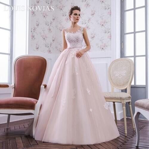Louis Novias Princess Wedding Dress New Arrival Delicate Chiffon with Beading Colorful Sashes Embroidery Lace Wedding Dress